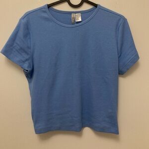 blue ribbed crop top